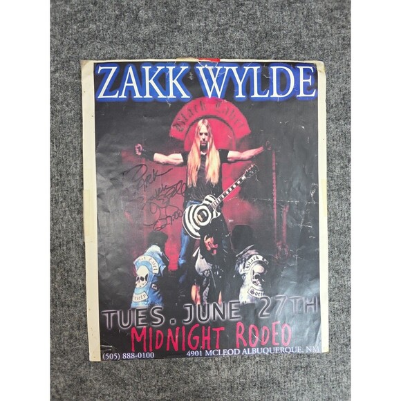 Zakk Wylde Autographed Concert Poster Signed Black Label Society Guitar